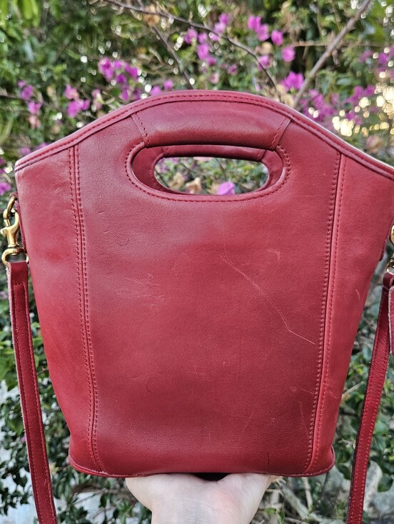Coach Handbags - Vintage Coach 9993 Small Shopper Bag Leather Hangtag Red Leather Crossbody Mini